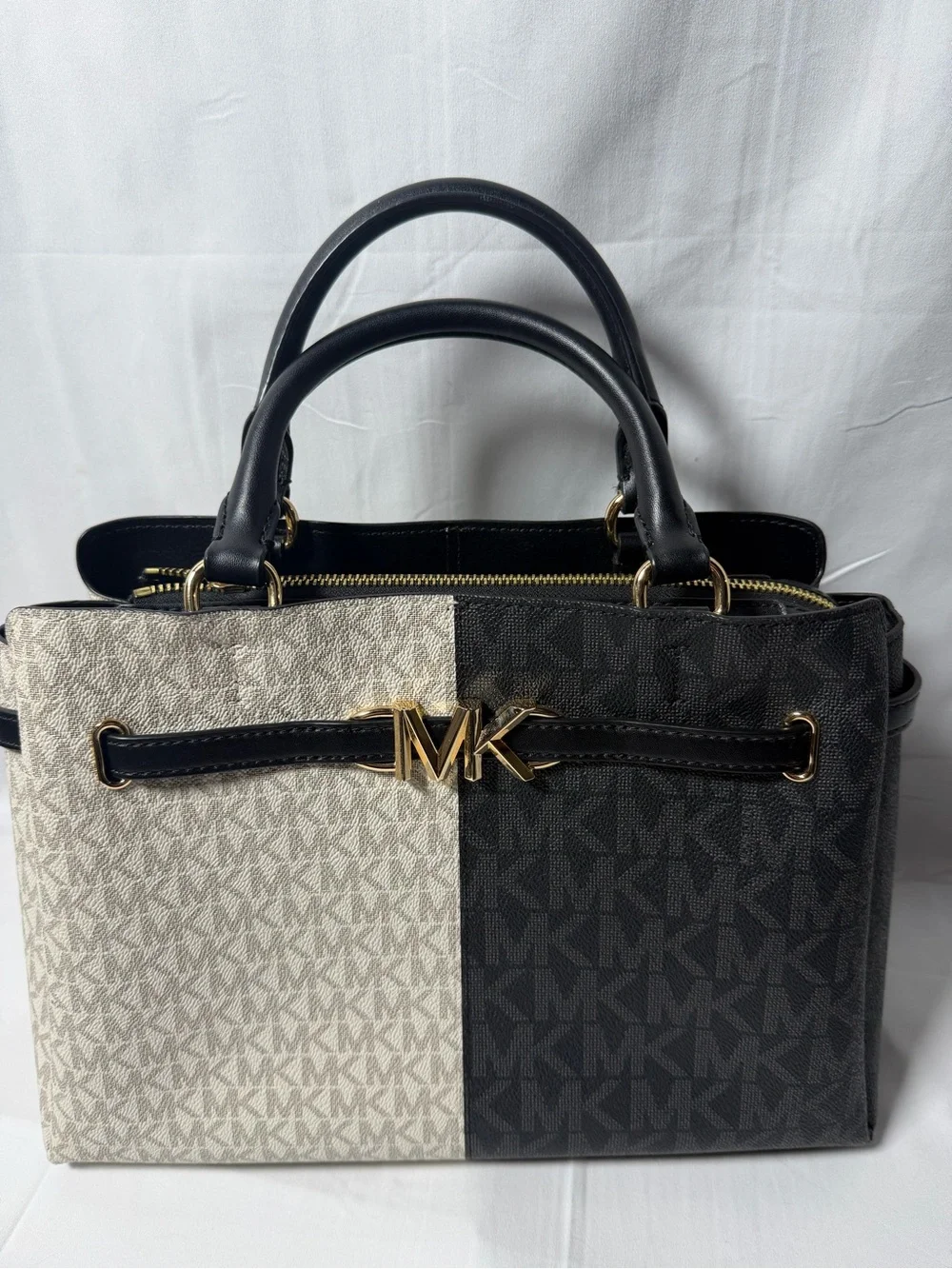 Michael Kors Black & Cream Signature Two-Tone Satchel